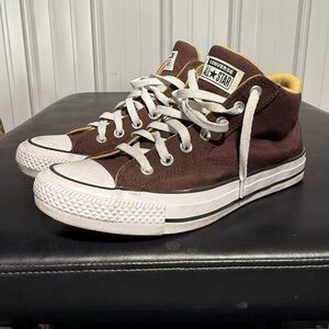 Converse Brown and White High-Top Sneakers
